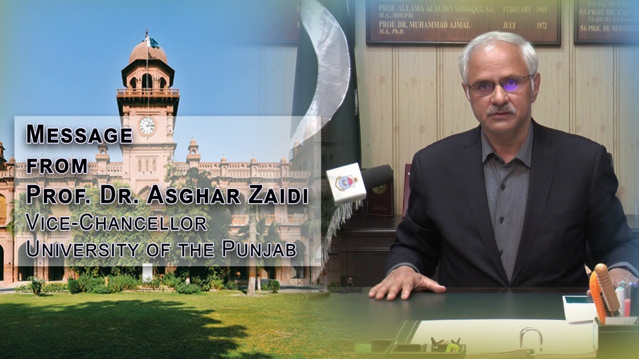 PU VC Dr Asghar Zaidi Message