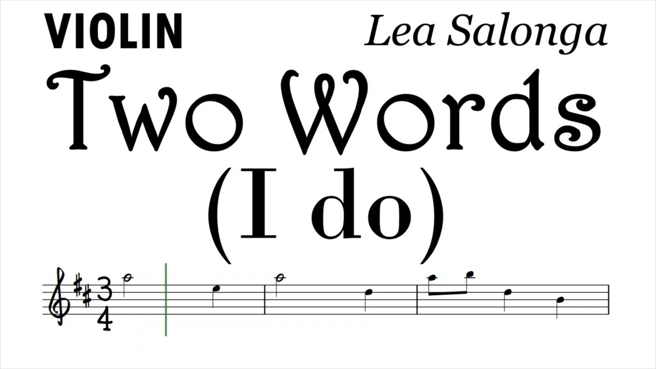 TWO WORDS Violin in D Sheet Music Backing Track Play Along Partitura