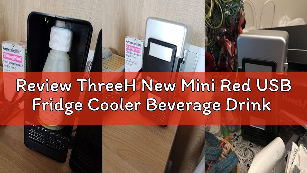 Review ThreeH New Mini Red USB Fridge Cooler Beverage Drink Cans Cooler/Warmer Refrigerator for Lapt