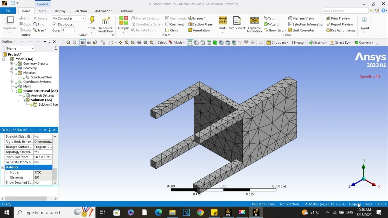 Finite Element Analysis of a Steel Chair l ANSYS 2023R1 #finiteelementmethod #design #ansys