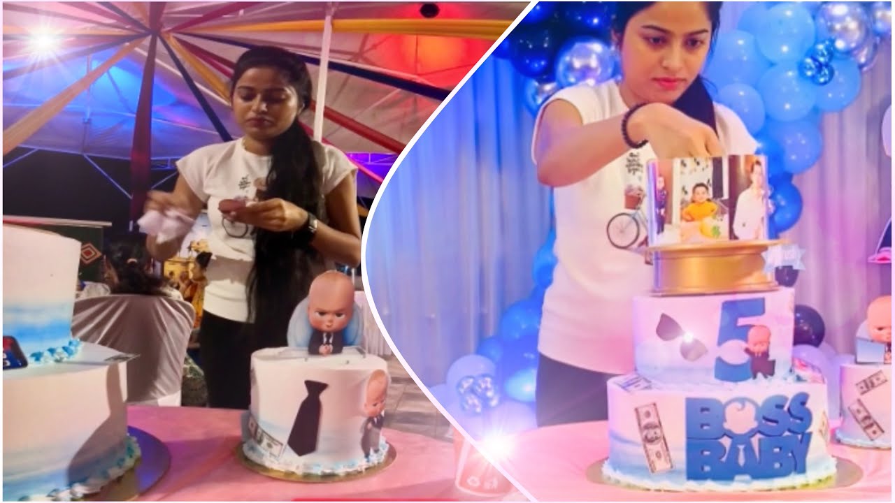 😍5 kg baby boss theme Cake setup☺️ and cake repair 🥲 || 