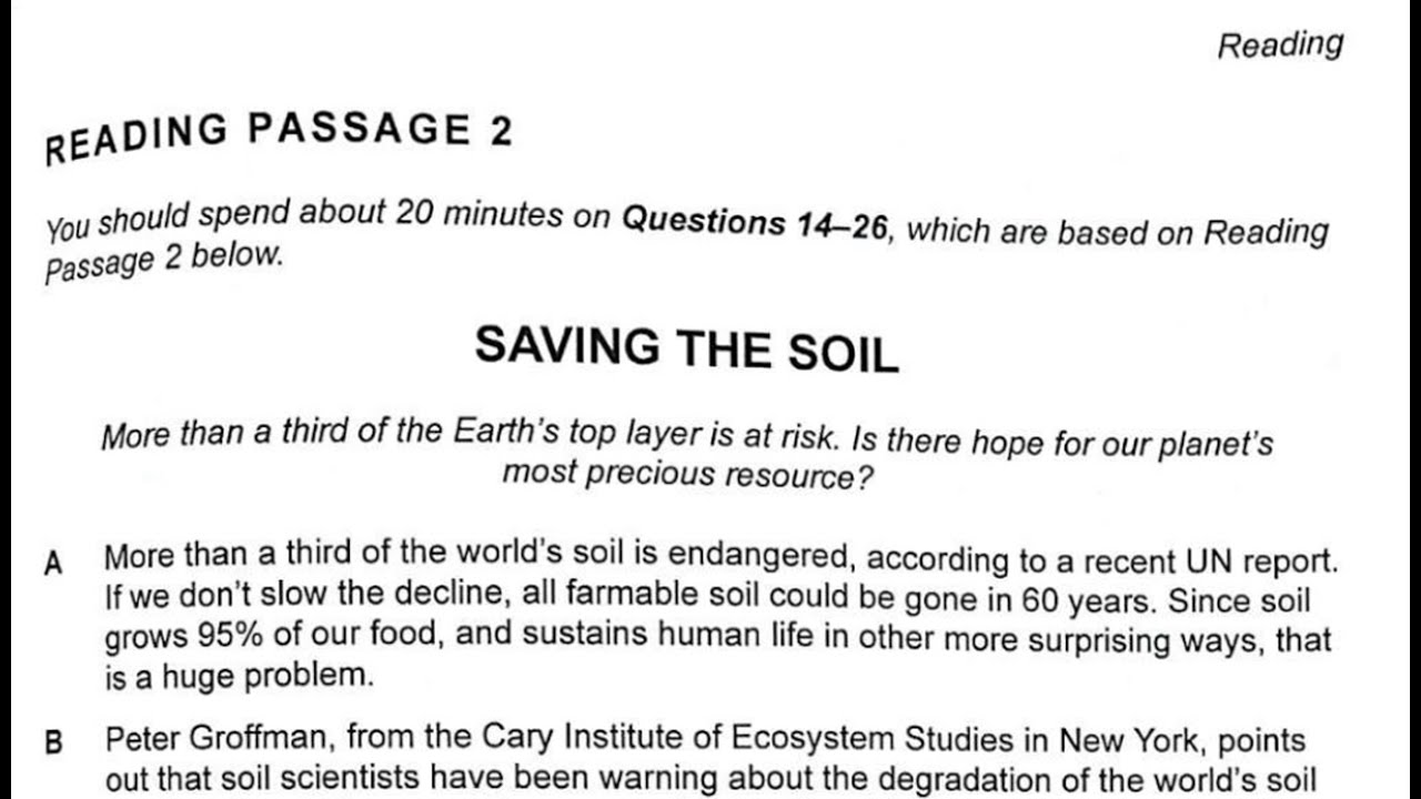 Saving the Soil | IELTS 13 Reading Answers with Explanation