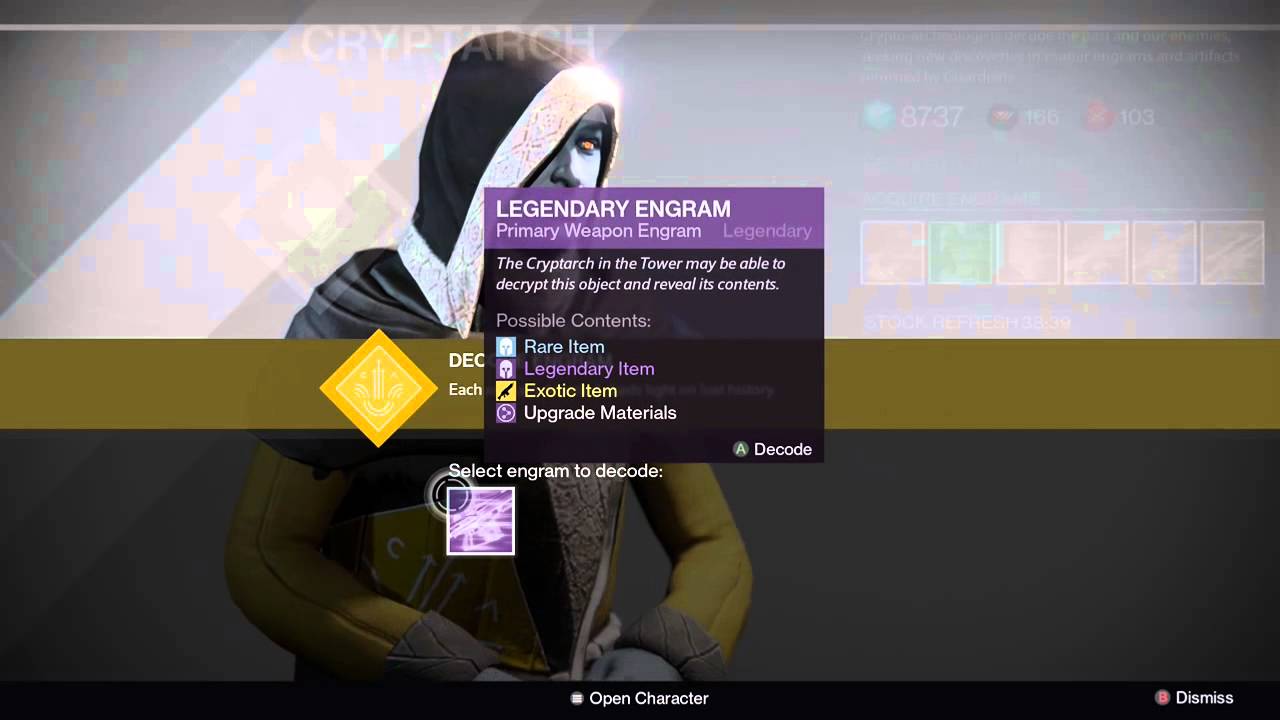 Destiny | Cryptarch Legendary Engram Decoded Primary Another NITC | Best Roll Ever