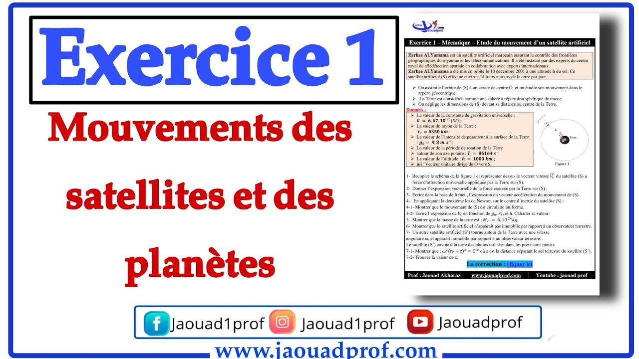 Exercice 1|| Mouvements des satellites et des planètes 2bac