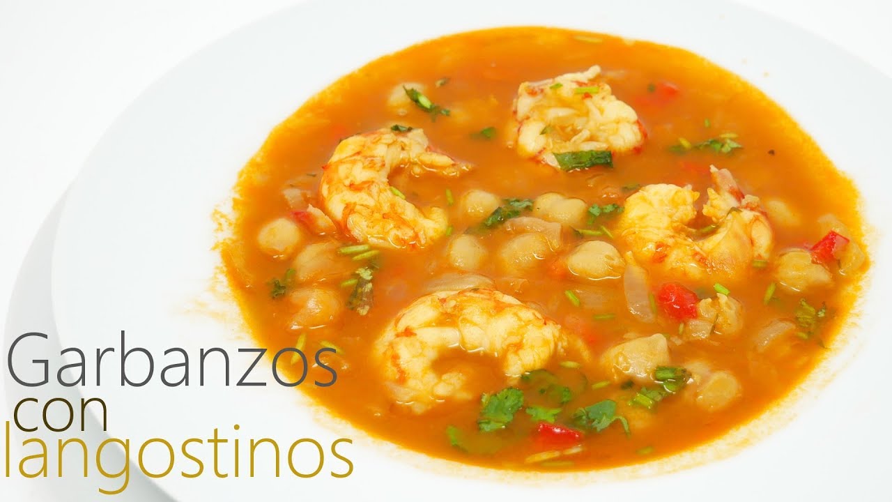 GARBANZOS con LANGOSTINOS 🍲🦐 (Un plato de cuchara DELICIOSO)🍲🦐