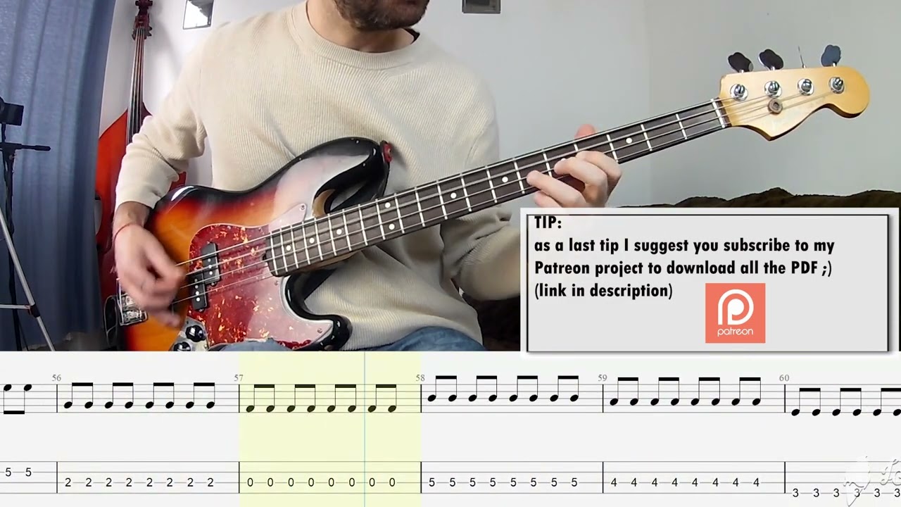 The Killers - Mr. Brightside BASS COVER + PLAY ALONG TAB + SCORE PDF