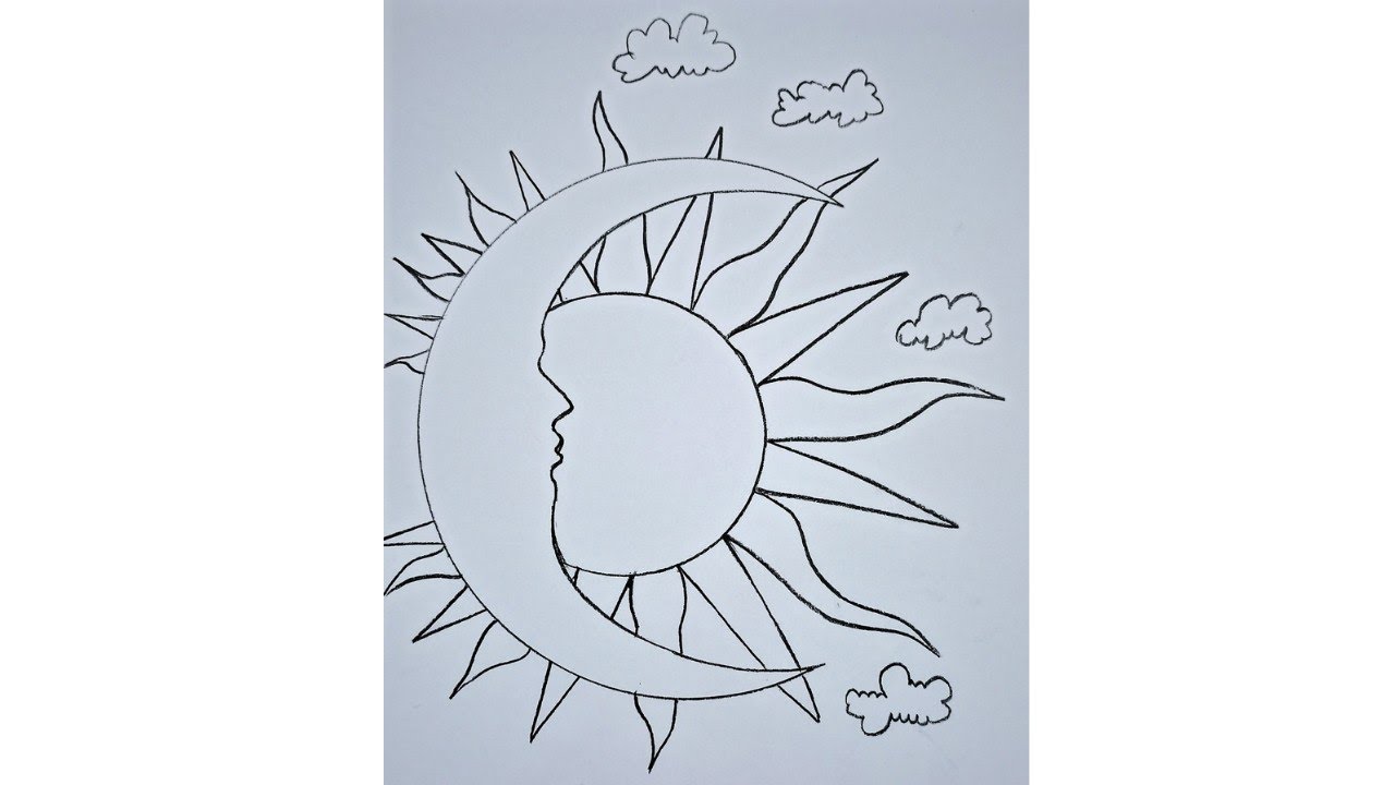 How to Draw a Celestial Sun and Moon |  Pencil Sketch | Drawing Guide |Very Easy Drawing Tutorial
