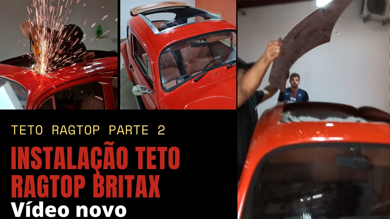 Parte final da instalação do teto ragtop da Britax no Fusca 76! Ficou incrível!