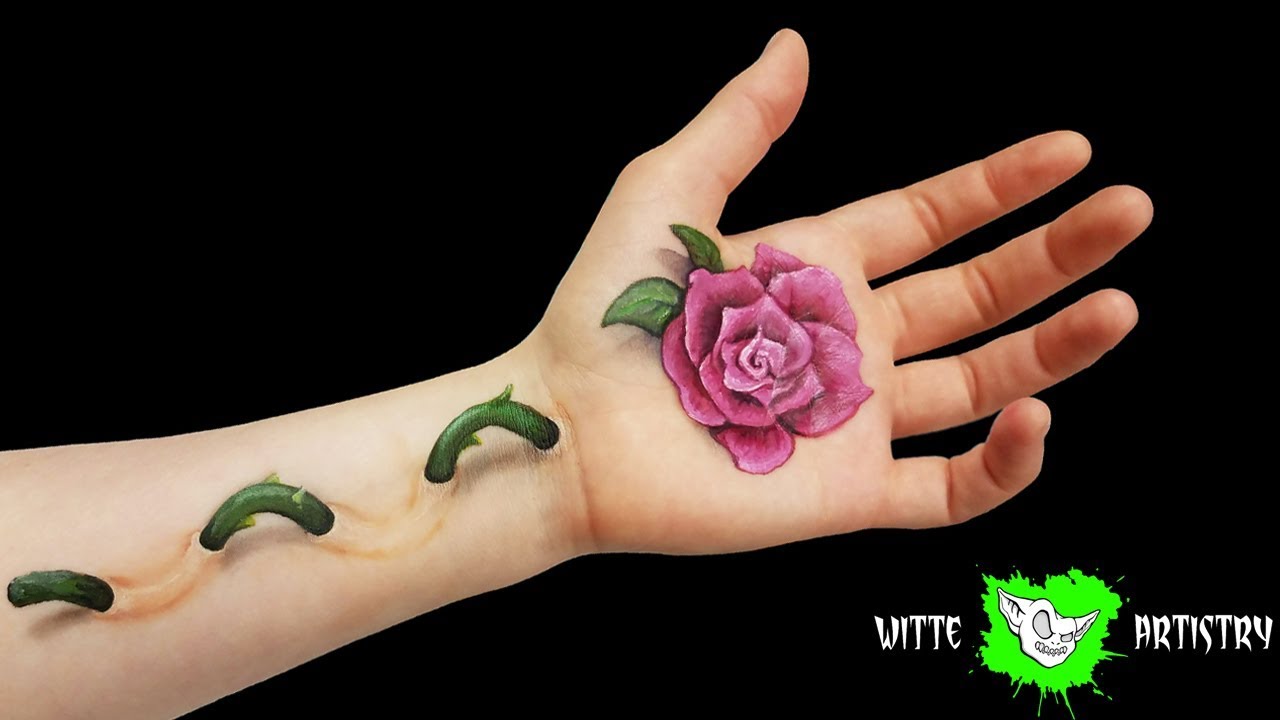 ✅3D BODY PAINT ILLUSION: Pretty Rose Makeup Tutorial