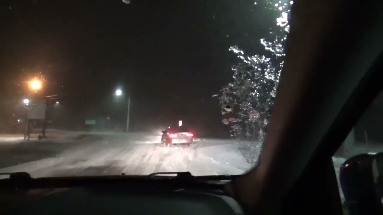 Angie driving in her first snow storm