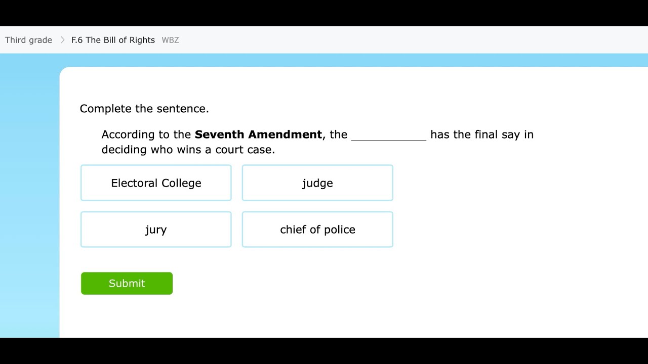 3rd Grade 7th Amendment Lesson – Autistic Student