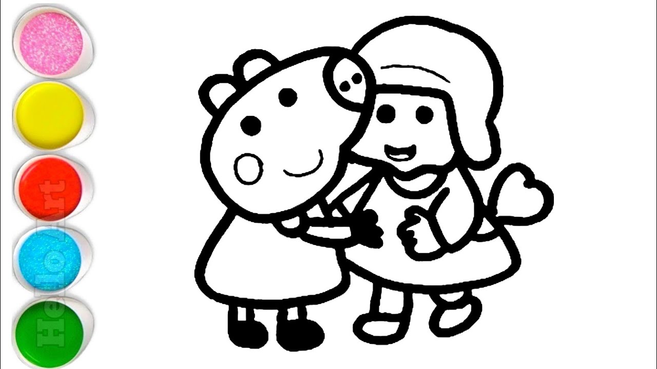 Pippa Pig With Pocoyo Drawing, Painting and Coloring For Kids and Toddlers_ Step by Step Drawing