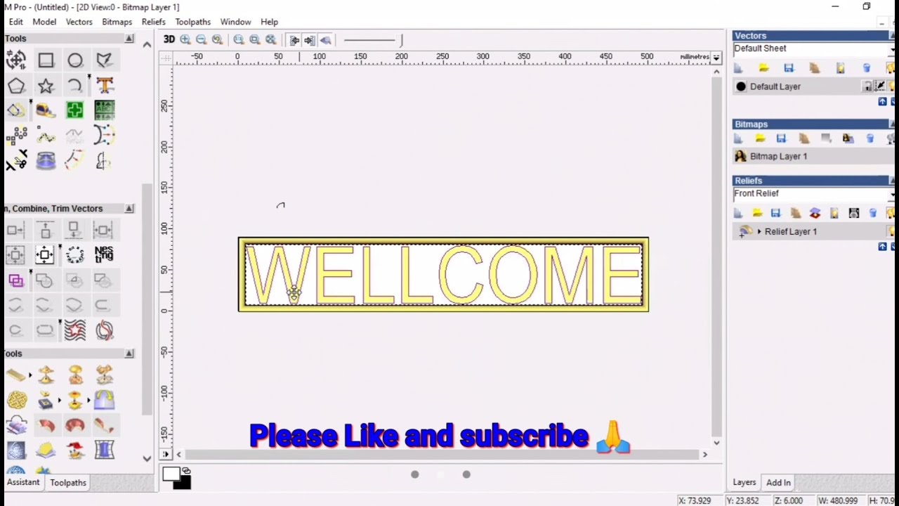 How to make carve border and 3d text in artcam 9pro