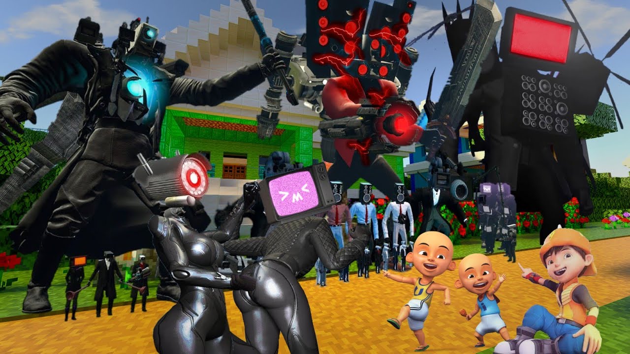 PASUKAN ALIANSI CAMERAMAN, SPEAKER MAN, TV MAN DAN TITAN BOSS BERKUMPUL?! UPIN IPIN BOBOIBOY SENANG