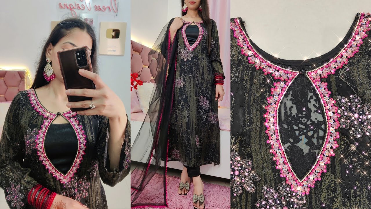 Hand embroidery 🪡 trending outfit ✨cutting and stitching