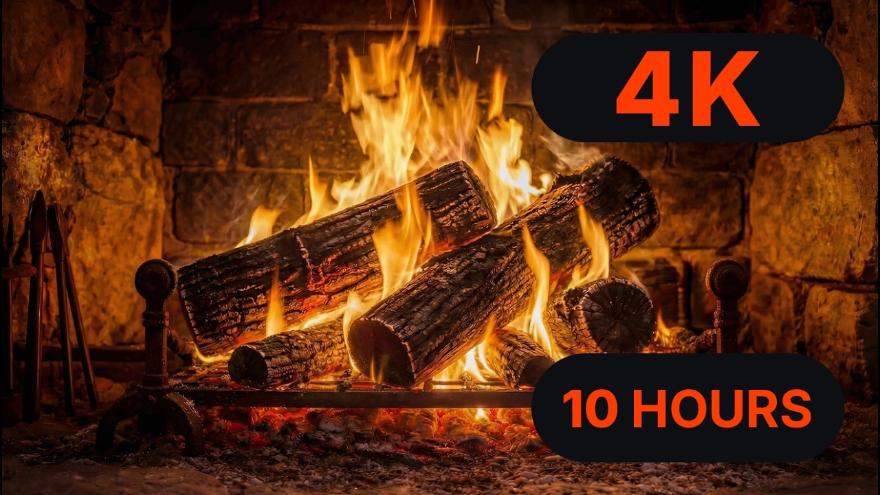 Crackling Fireplace for Sleep & Relaxation | 10 Hours | Real Fire Sounds