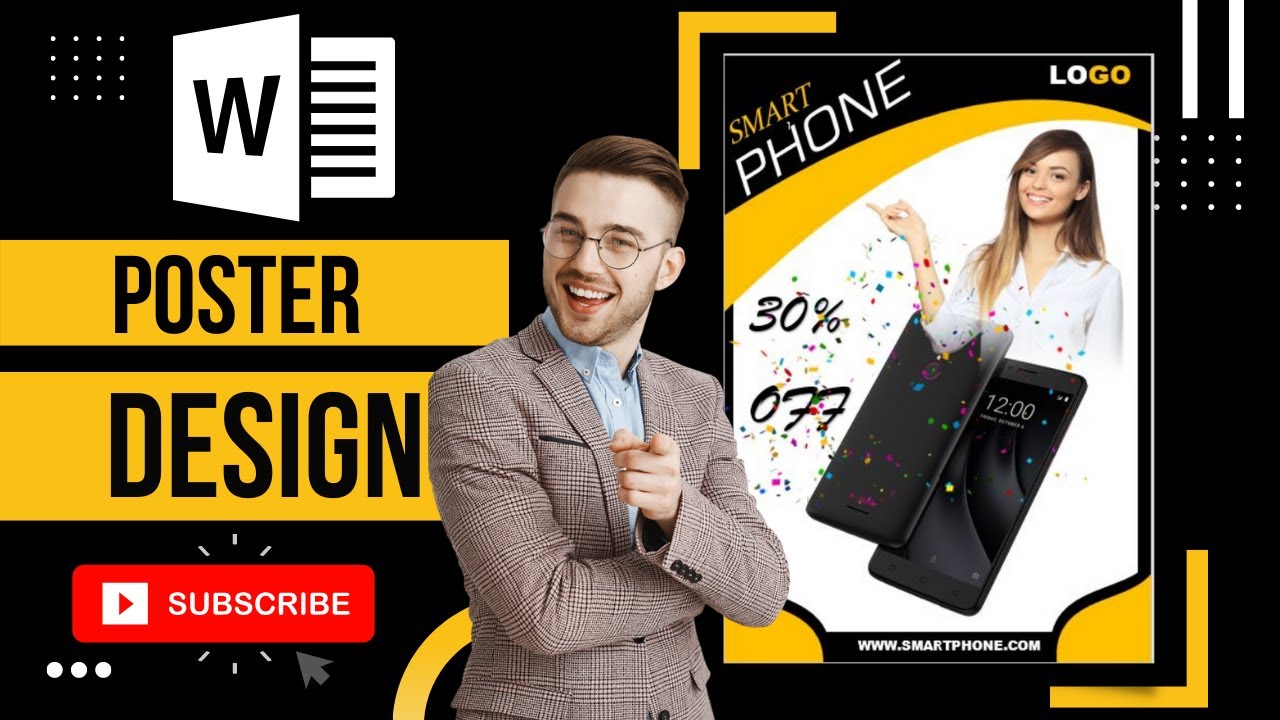 Mobile Phone Advertising Poster design In MS Word || How to make  a Professional Poster design