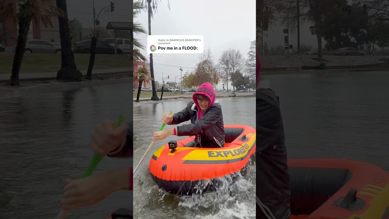 Sinking raft in a flash flood: