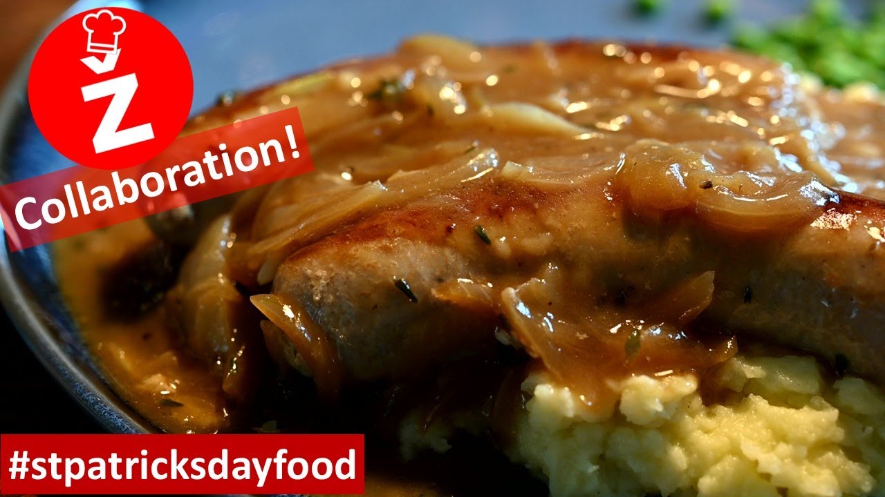 Irisches Bangers And Mash - die Zwiebelsauce ist der Star