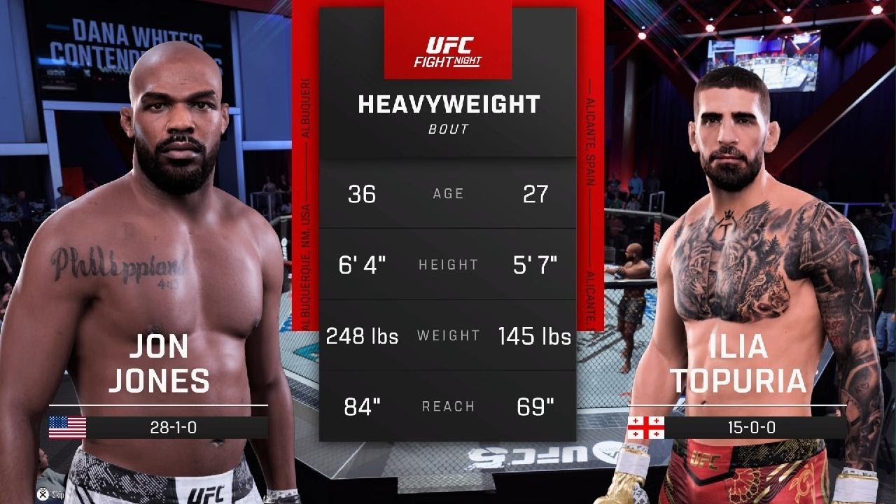 Jon Jones vs Ilia topuria UFC AI simulation