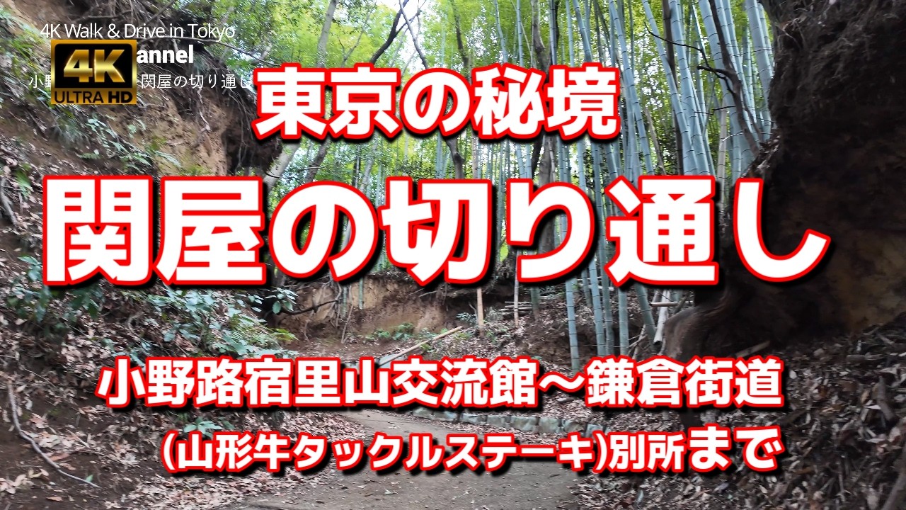 【街ブラ4K】【秘境！関屋の切り通し～小野路宿里山交流館から鎌倉街道(山形牛タックルステーキ)別所まで】【新選組の近藤勇が通った布田道】【石久保子育地蔵尊】【多摩丘陵の原風景を残す】東京都町田市