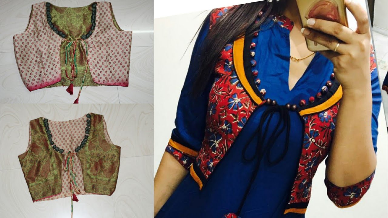 Reversible Jacket with potli buttons neck design.