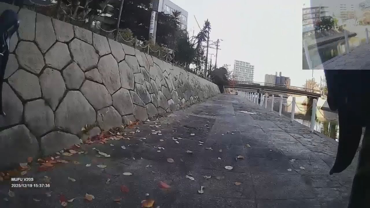 【福岡市】年の瀬の金曜午後は暖冬18℃ 歩道多め 720p x4倍速 ポタリング 20分弱（中央区近辺）