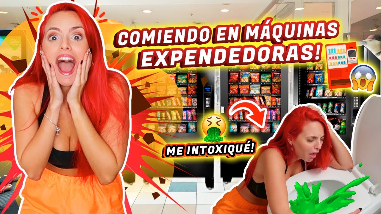 TERMINÉ ENFERMA!! 😱🤮 24 HORAS COMIENDO EN MÁQUINAS EXPENDEDORAS | Jenny Devil 😈