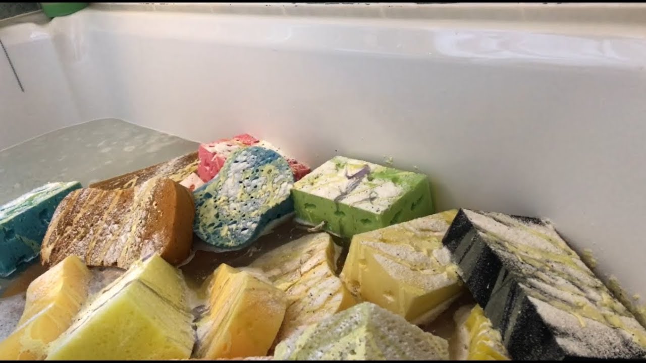 ASMR car sponges with cif and washing powder!
