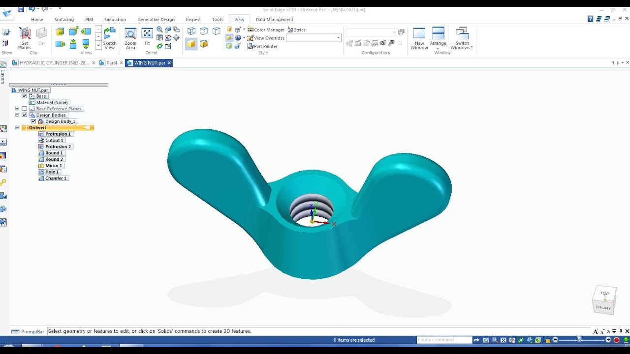 #88 wing nut solid edge tutorial | wing nut 3d model in solid edge st 10 |  wing nut cad