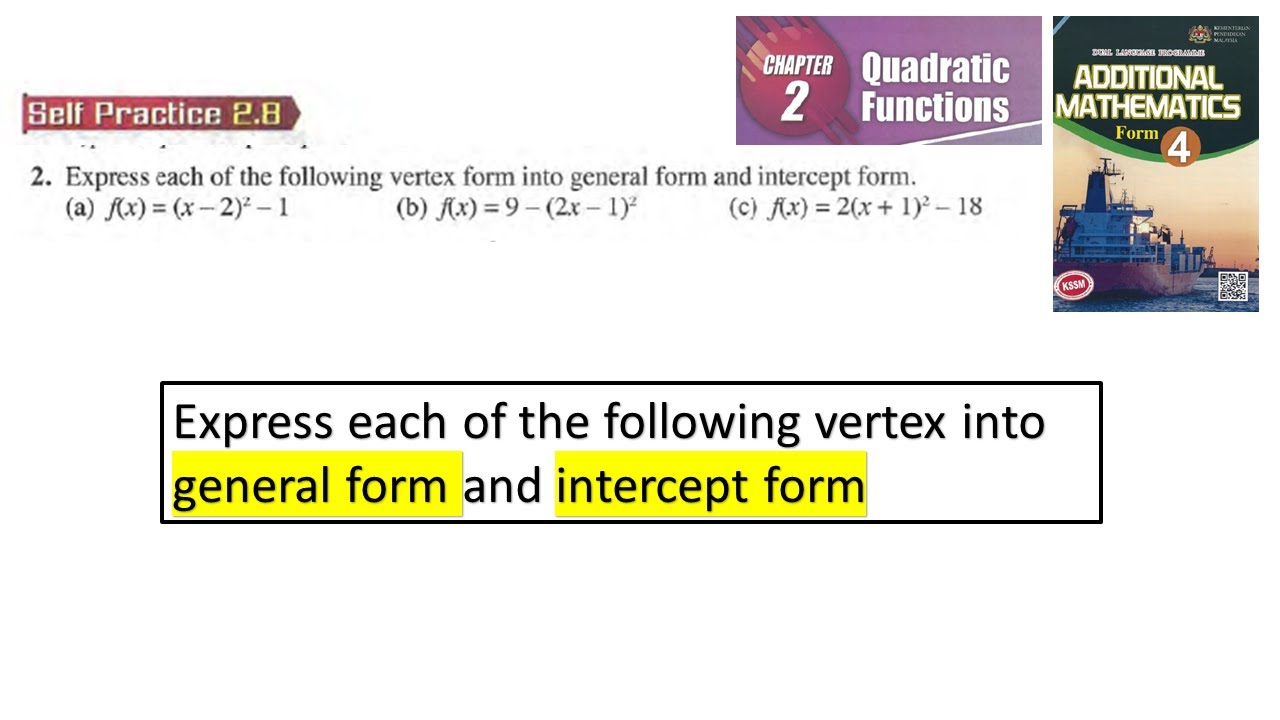 Quadratic Functions self-practice 2.8 Q2 the square latih diri 2.8 matematik tambahan tingkatan 4