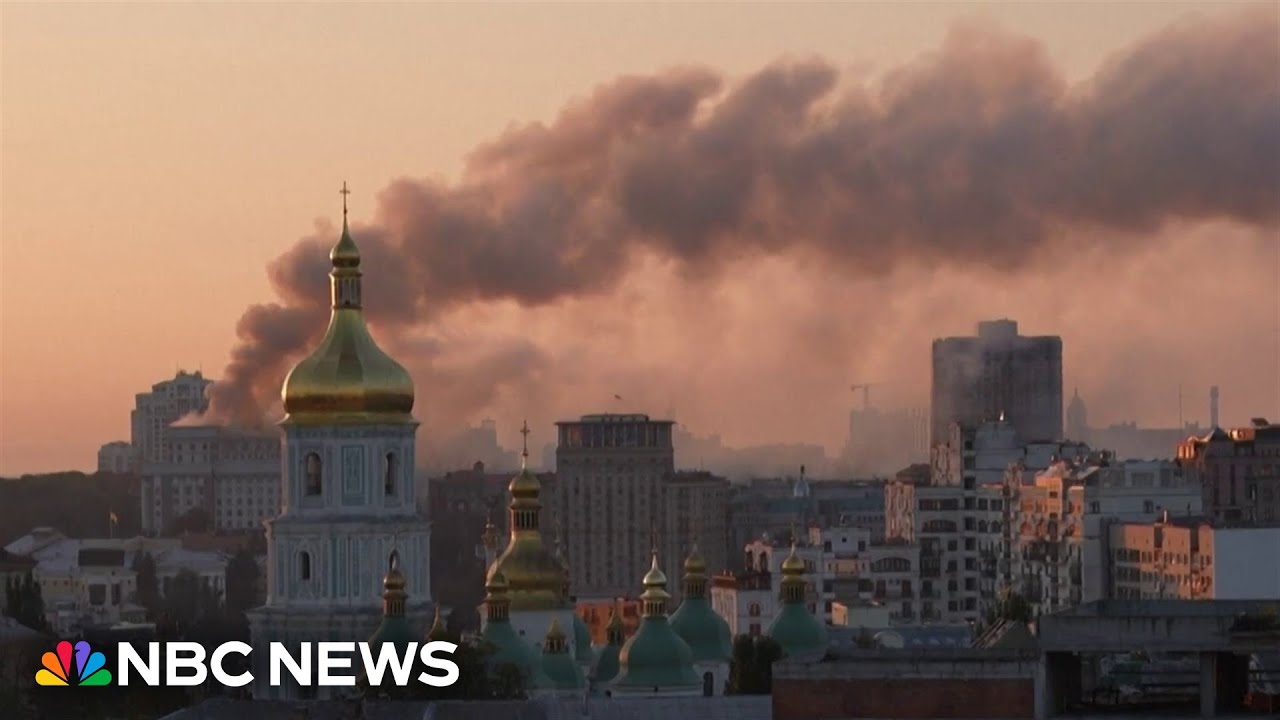 Russia's largest air attack on Ukraine sets fire to main government building
