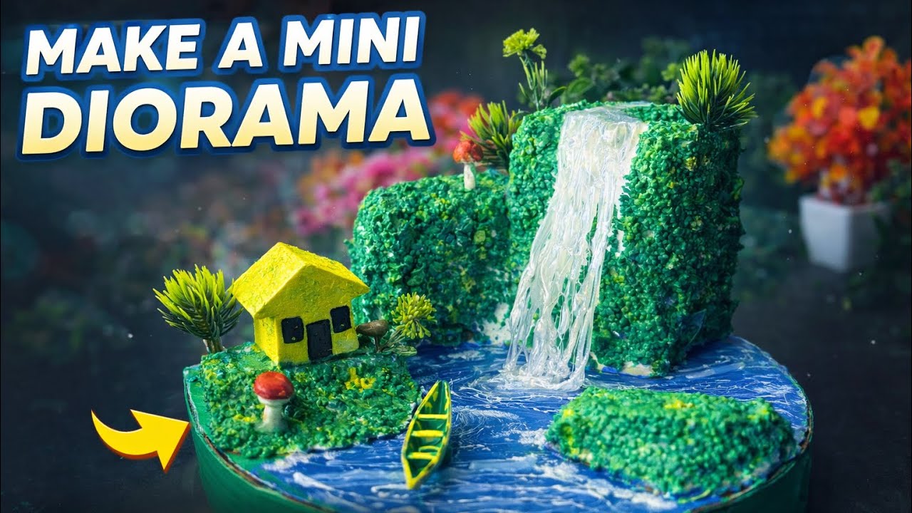 Amazing Mini Diorama Using Thermocol | Waterfall & House Model | DIY Craft Tutorial