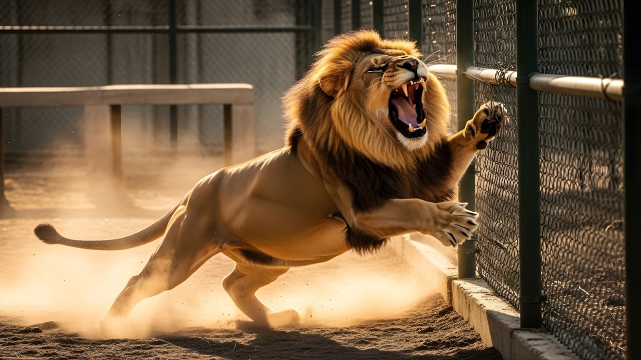 Man Hand-Feeds Massive Lion Through Fence – Unbelievable Close Encounter