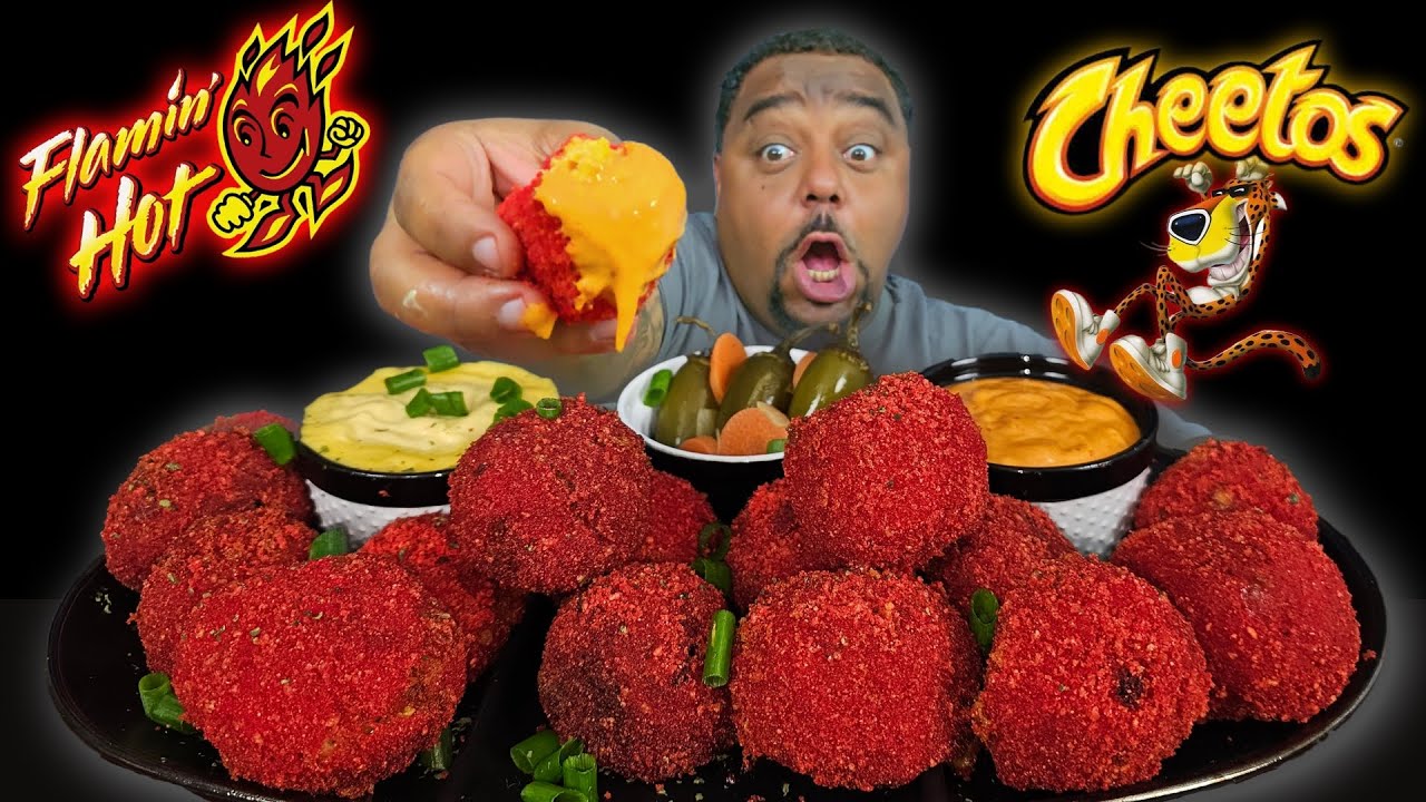 ULTIMATE Fried  Flamin Hot Cheeto  Fiesta Chicken Stuffed Balls  | Cheesy Dipping Sauce