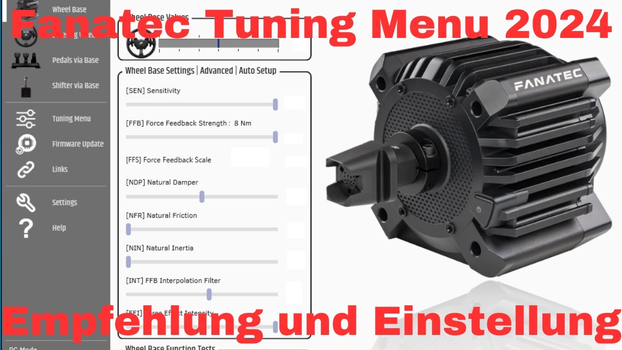 Fanatec Tuning Menu 2024 | Empfehlungen und Einstellungsmöglichkeiten | deutsch