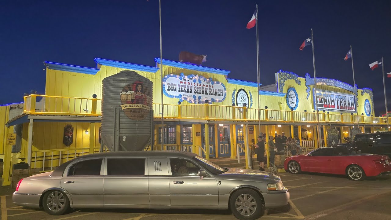 Parking at the TA and riding in style to the Big Texan Steak Ranch. Amarillo, TX. I-40 mm 74.