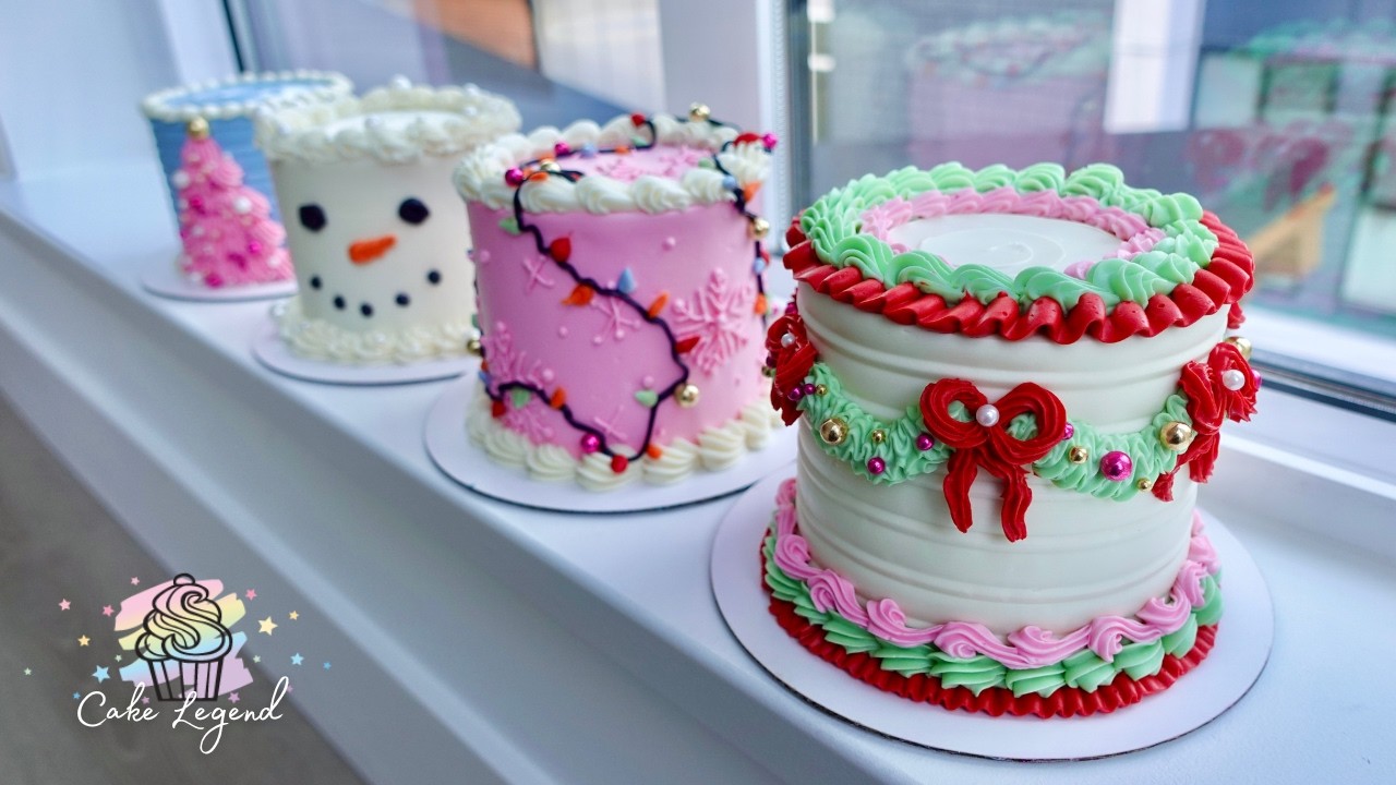 Christmas Themed Buttercream Cakes! | Real Time Cake Decorating