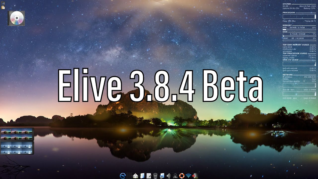 Elive 3.8.4 64bit Beta | Installation And Enlightenment Desktop Overview