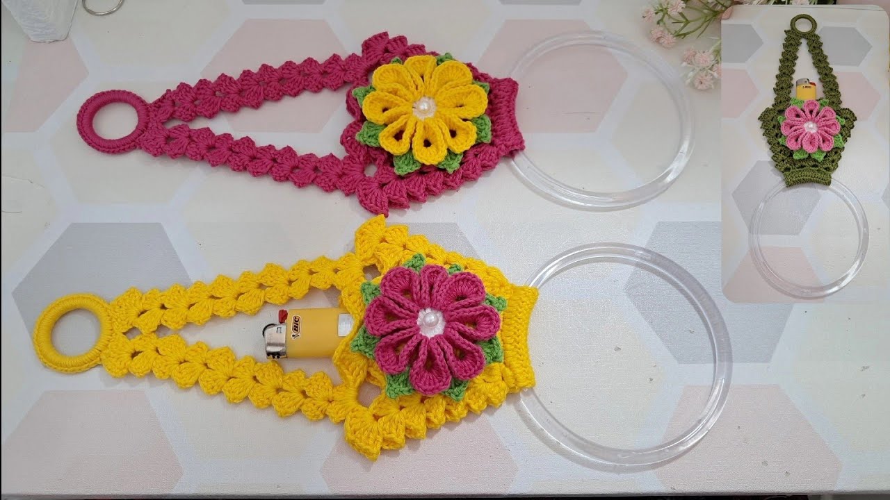 CESTINHA PONTO LEQUE EM CROCHÊ /PORTA ISQUEIRO E PANO DE PRATO🌸🌸🌼
