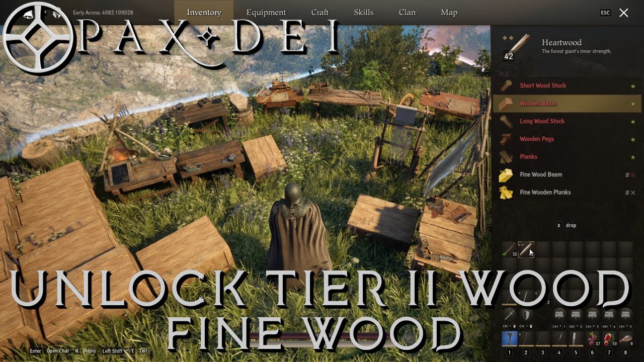 Pax Dei - How to unlock tier 2 wood - Heartwood (fine wood)