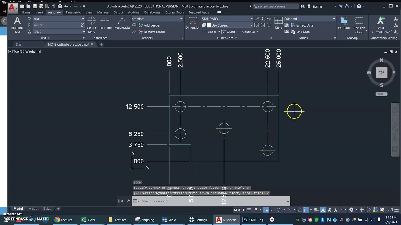 MD13c ordinate dimensioning in CAD