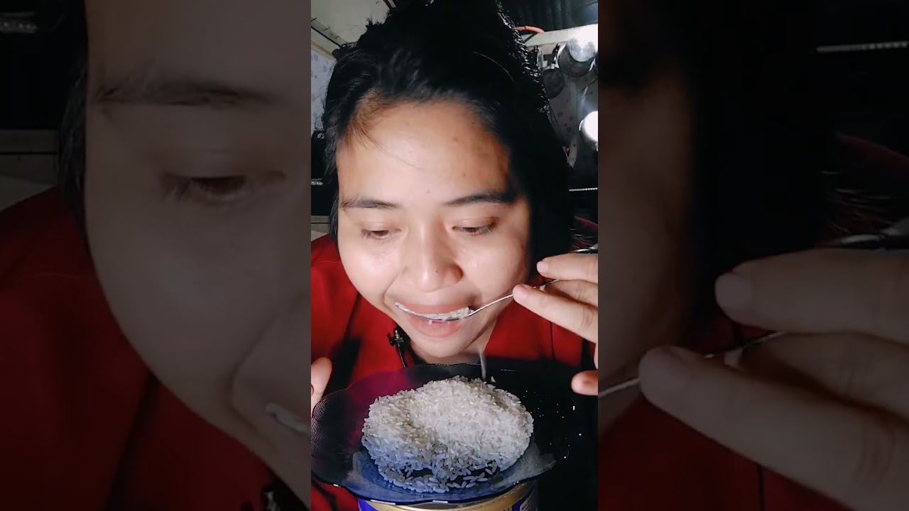 asmr beras sania dengan sendok dua kali suap