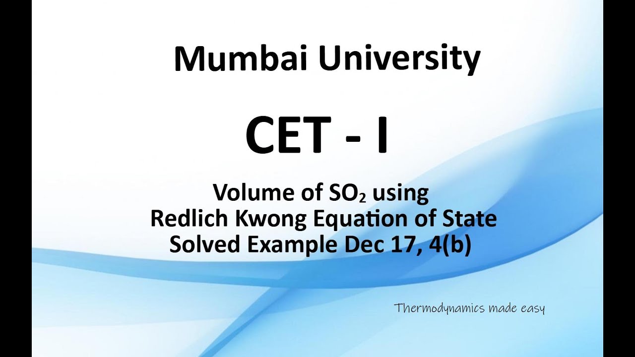 Calculation of volume of a gas using Redlich Kwong Equation of State