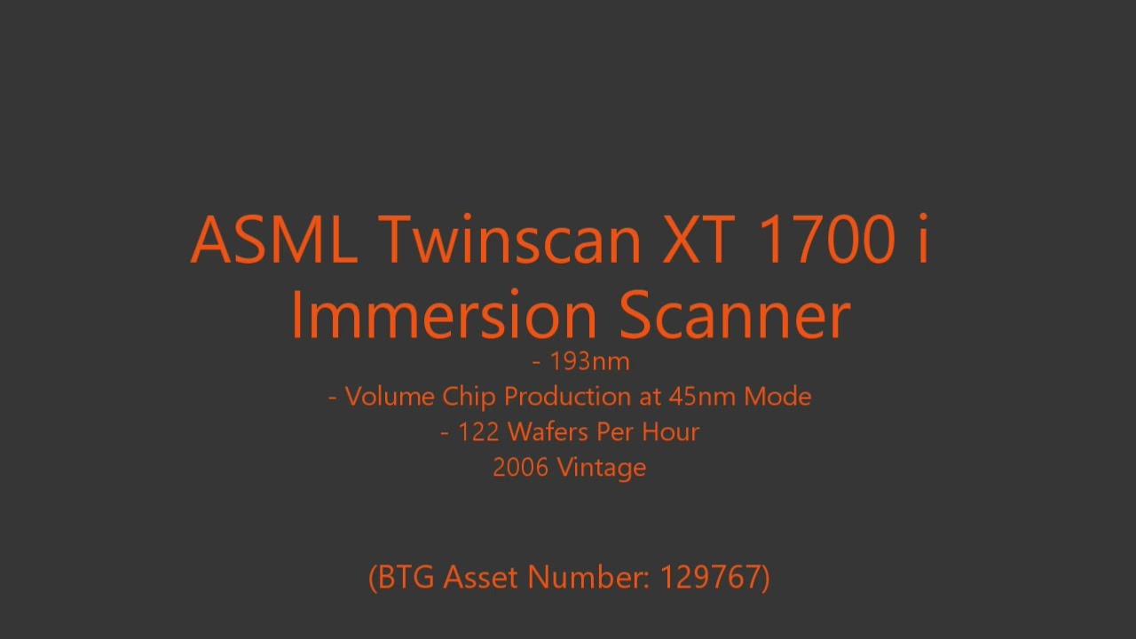 ASML Twinscan XT 1700 i Immersion Scanner (A# 129767)