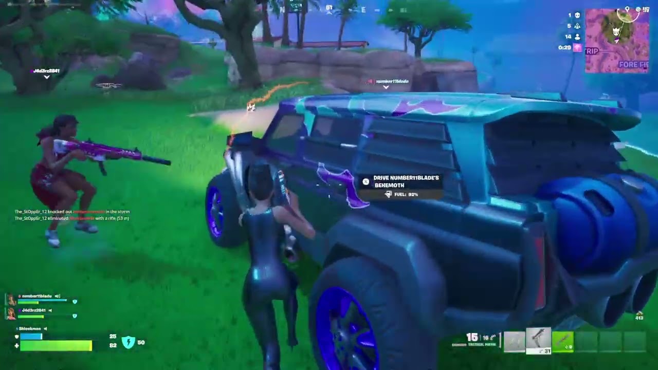 Kim K. Driving for the winning team 