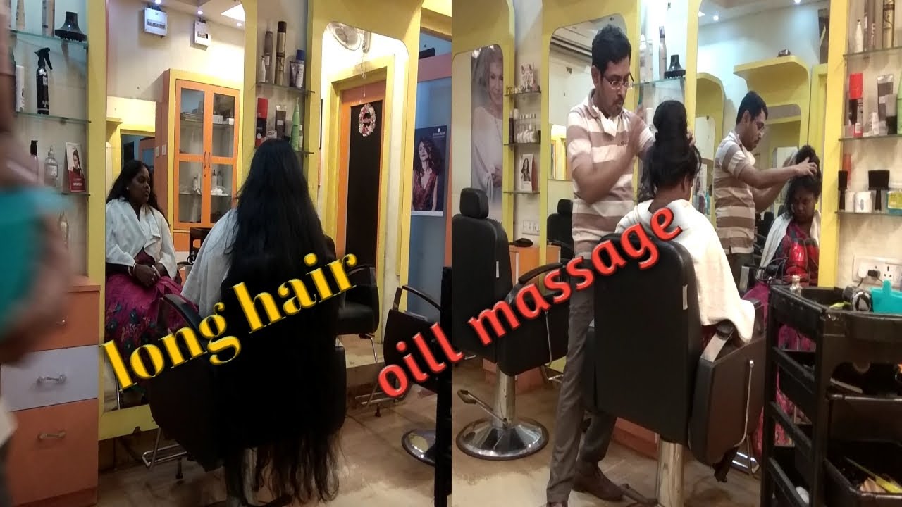 long hair oil massage