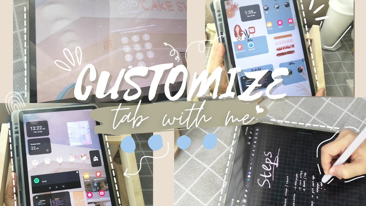 Customize Aesthetic Tab With Me🖌🎨 | Widgets & Canva Homepage Wallpapers (Tab S7) + Free Templates 🎫☁