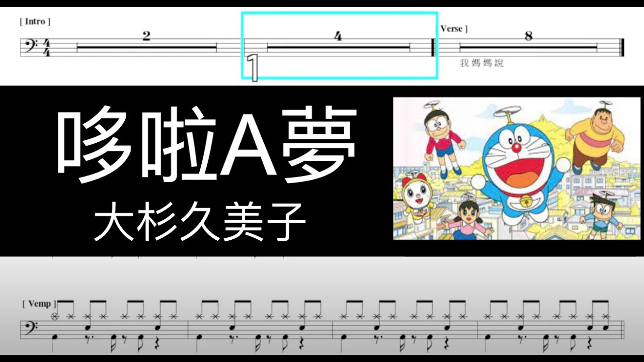 哆拉Ａ夢 大杉久美子｜動態鼓譜完整版