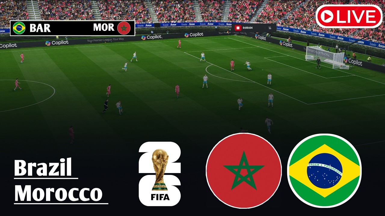LIVE: Brazil vs Morocco | Fifa world cup 2026 Match | Watch efootball Gameplay #naymar